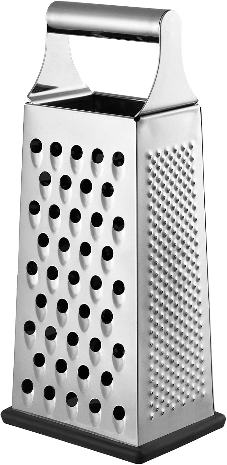 Dachiy Râpe 4 Côtés en Acier Inoxydable, Rape Legume, Rape À Fromage, Râpe Manuelle, avec Base Antidérapante, Idéal pour Râper, Trancher, Hacher, avec Base Antidérapante (Poignée en Acier Inoxydable) P2