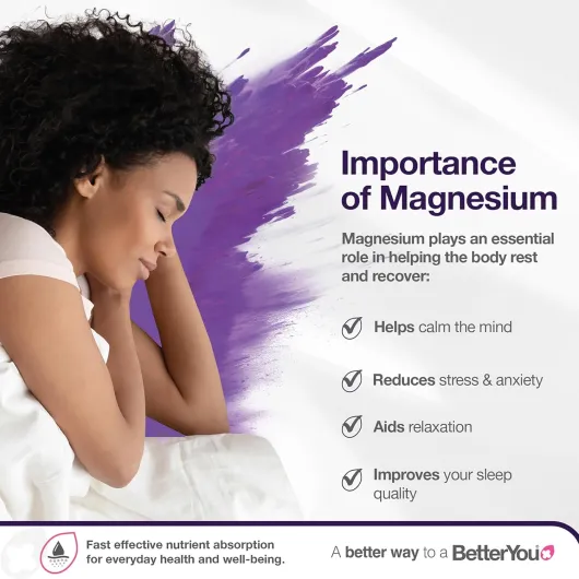 BetterYou Lotion pour le sommeil au magnésium, lotion transdermique au magnésium pour mieux dormir infusée à la lavande et à la camomille pour favoriser le sommeil, 180 ml