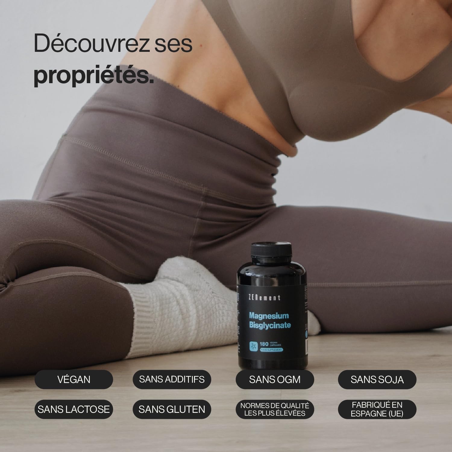 Magnésium Bisglycinate, Hautement dosé: 350 mg de magnésium élémentaire - 180 gélules végétales (3 mois) - Sommeil, Stress, Fatigue - Absorption Maximale & Assimilation Facilitée - Zenement