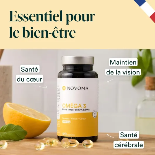 Oméga 3 Huile de Poisson Epax® 2000mg /j, Pure et Concentrée, 120 capsules, Riche en EPA et DHA & Vitamine E, Omega 3 Fish Oil Sans Odeur, Fabriqué en France Oméga 3 - Novoma 120 unité (Lot de 1)