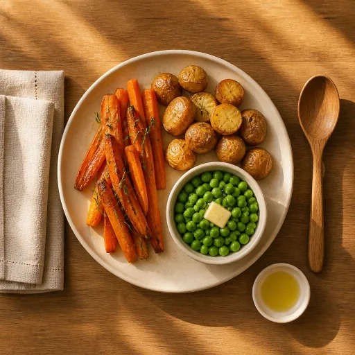 Garniture 3 légumes carottes, pommes de terre, petits pois