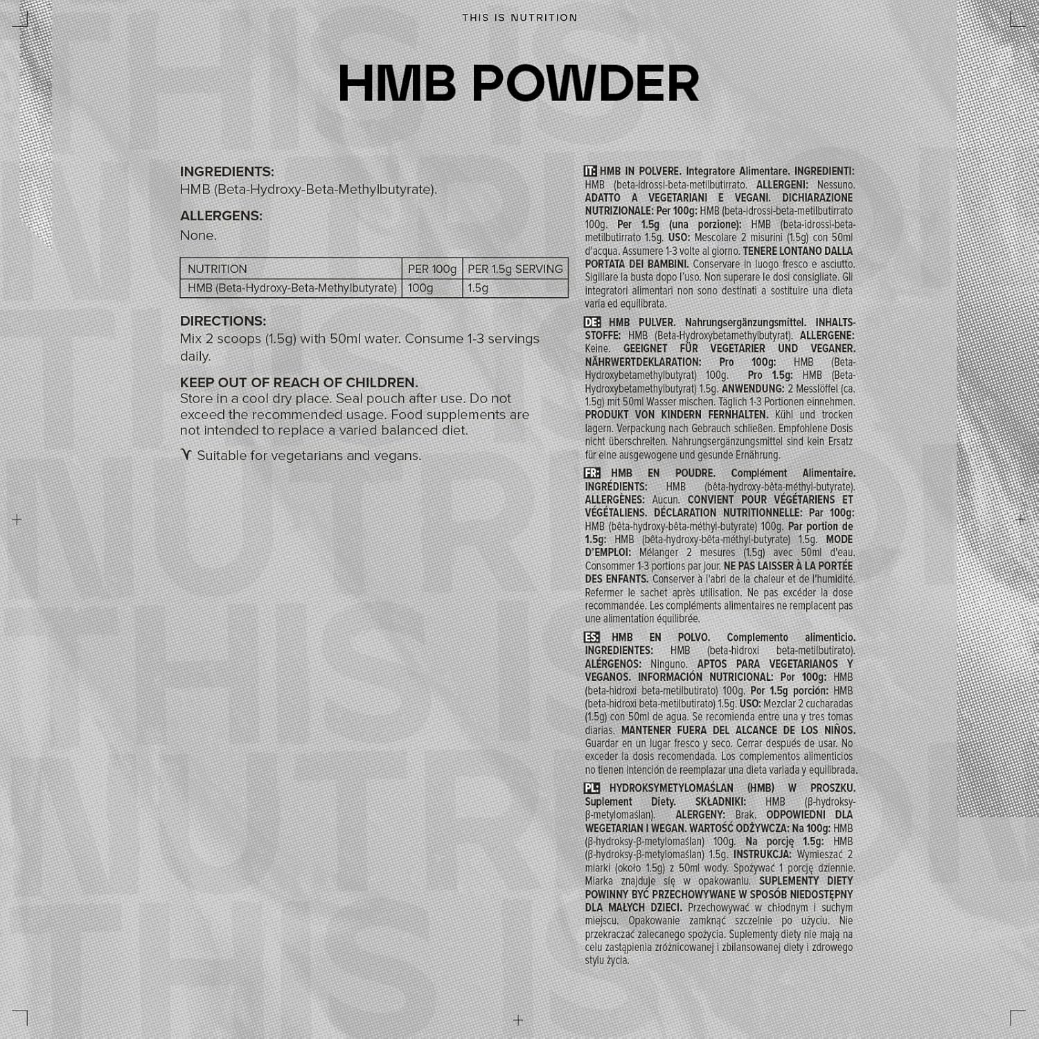 Poudre HMB, 500 g, l'emballage peut varier HMB - Sans saveur 500 g