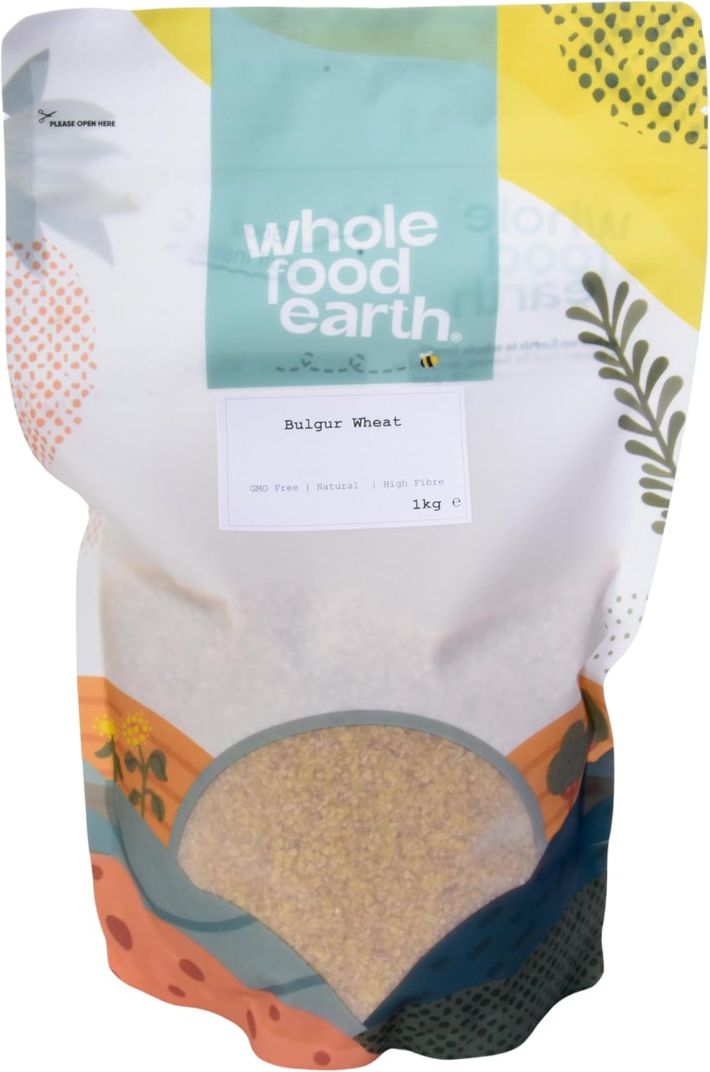 Wholefood Earth Bulgar/Bulgur Blé - Sans OGM - Naturel - Végétalien - Sans produits laitiers - Sans sucre ajouté, 1 kg