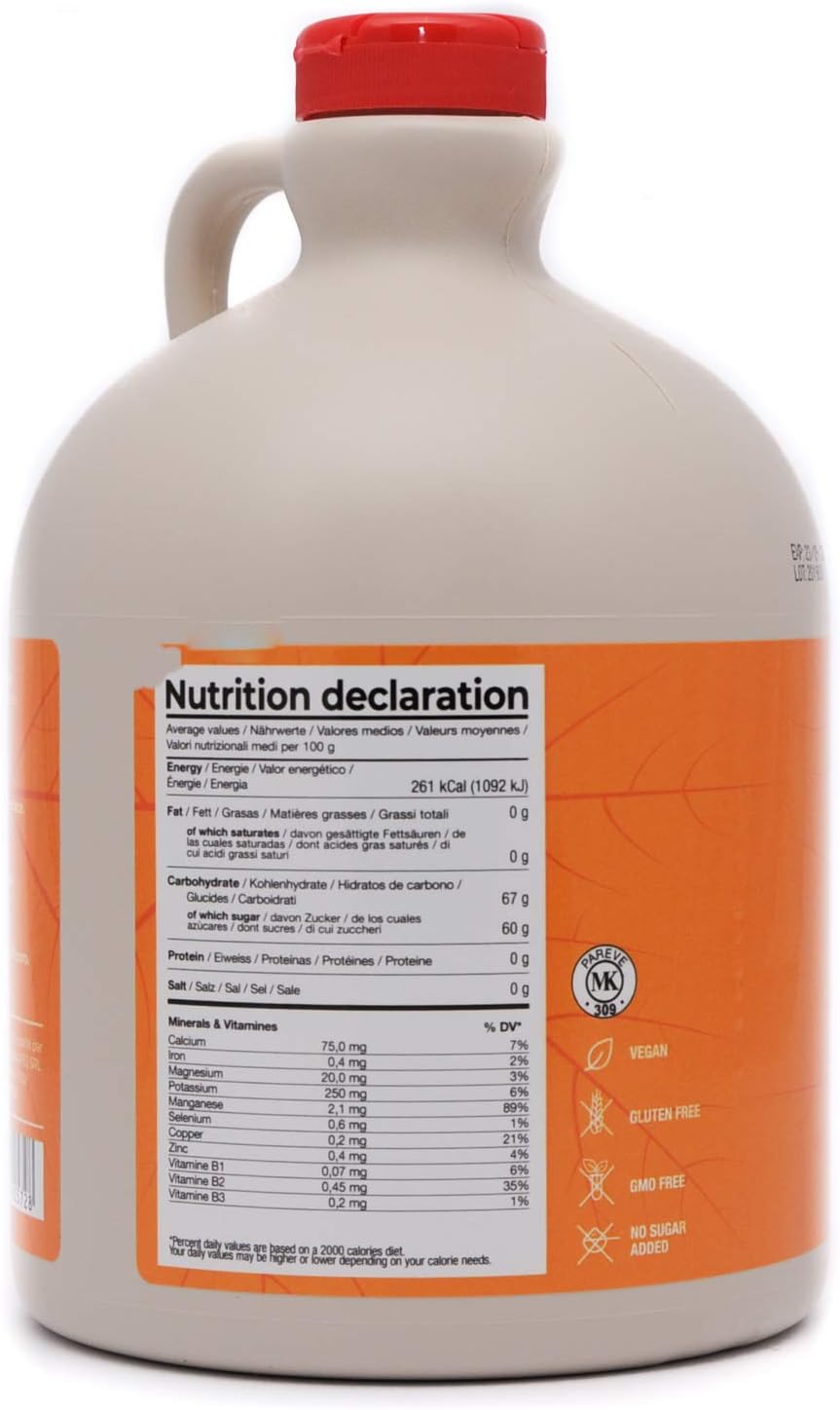 Pur Sirop d'érable Catégorie A, Foncé - goût robuste - 1,89 litres (2,5 Kg) - Original maple syrup - Grade A - Dark, robust taste - Sirop d'érable pur - Pancake sirop 1.89 l (Lot de 1)