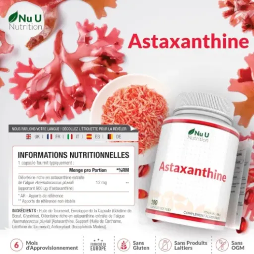 Test Astaxanthine 12 mg Nu U Nutrition : le gros flacon qui mise tout sur le dosage et la durée