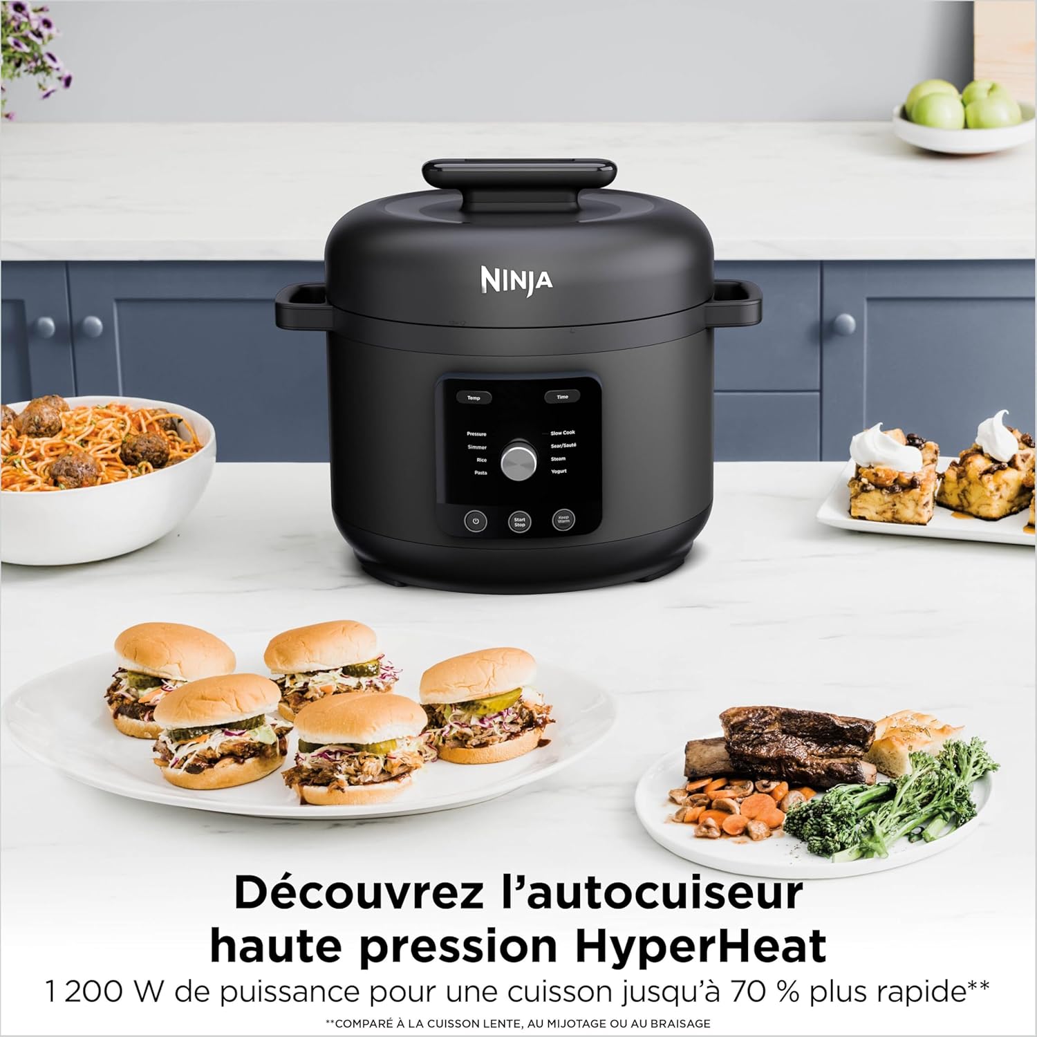 HyperHeat Autocuiseur Électrique 9 en 1, 6L PC201EU - Mijoteuse, Cuiseur à Riz, avec Grille de Cuisson Vapeur et Cuve de Cuisson Amovible Lavable au Lave-Vaisselle, Pour le yaourt Multicuiseur Hyperheat 9-en-1, 6L